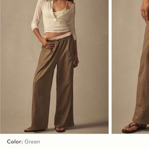 NWT ANTHRO Daily Practice Olive Drawstring Ankle Pants size S